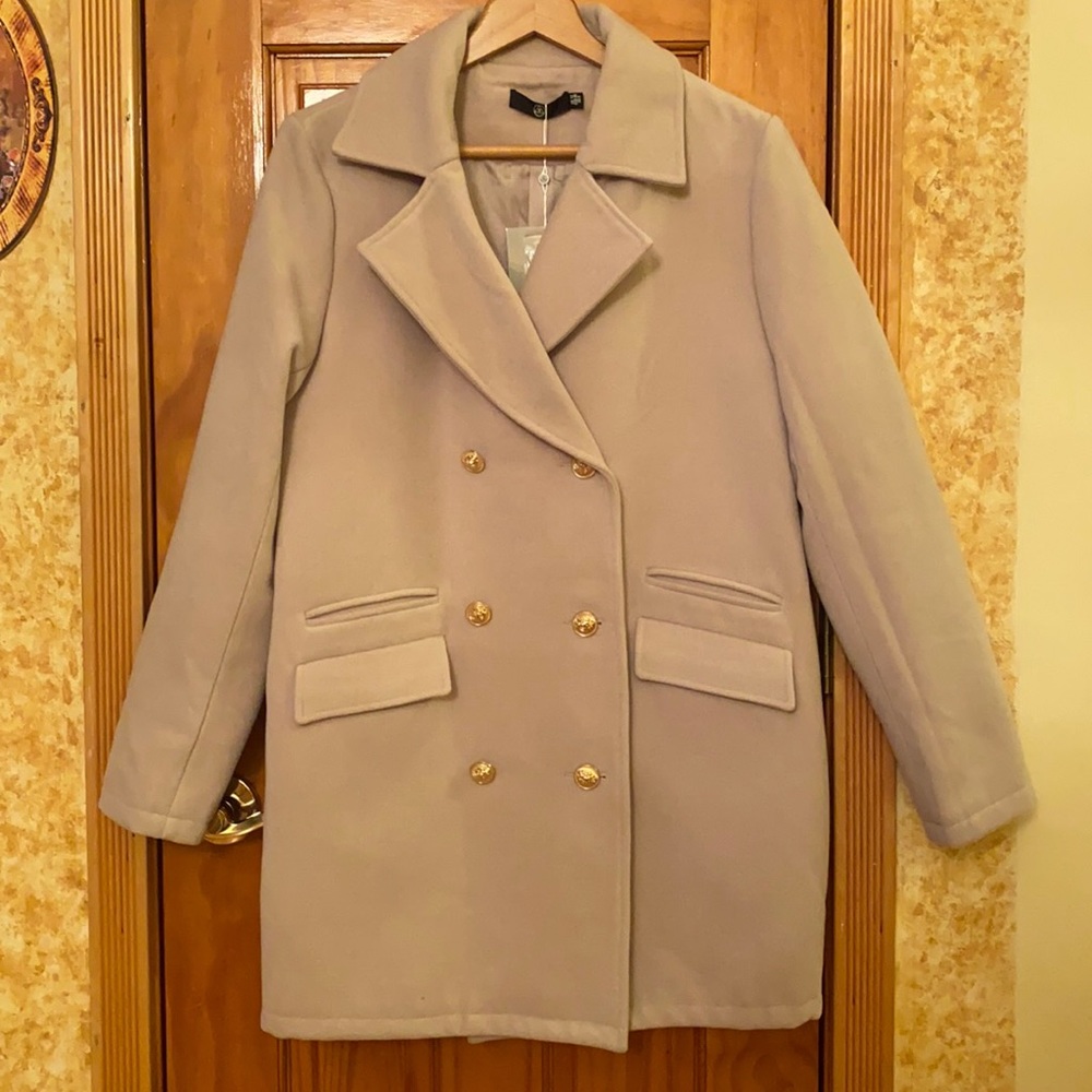 MissGuided faux wool military 3 1/4 length coat